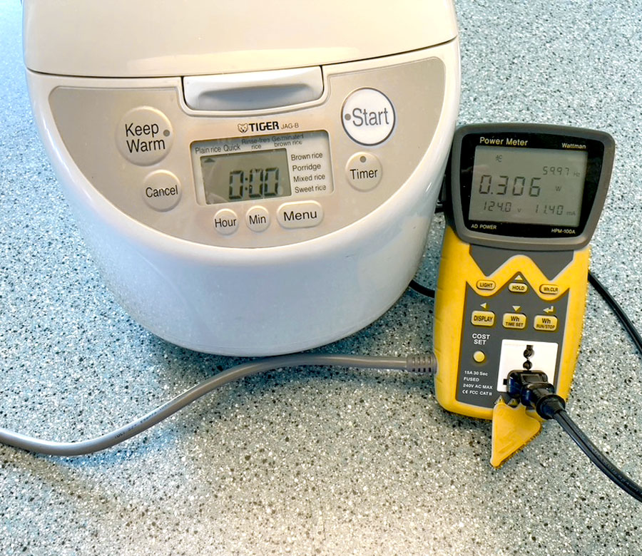 Meter reading standby power of slow cooker